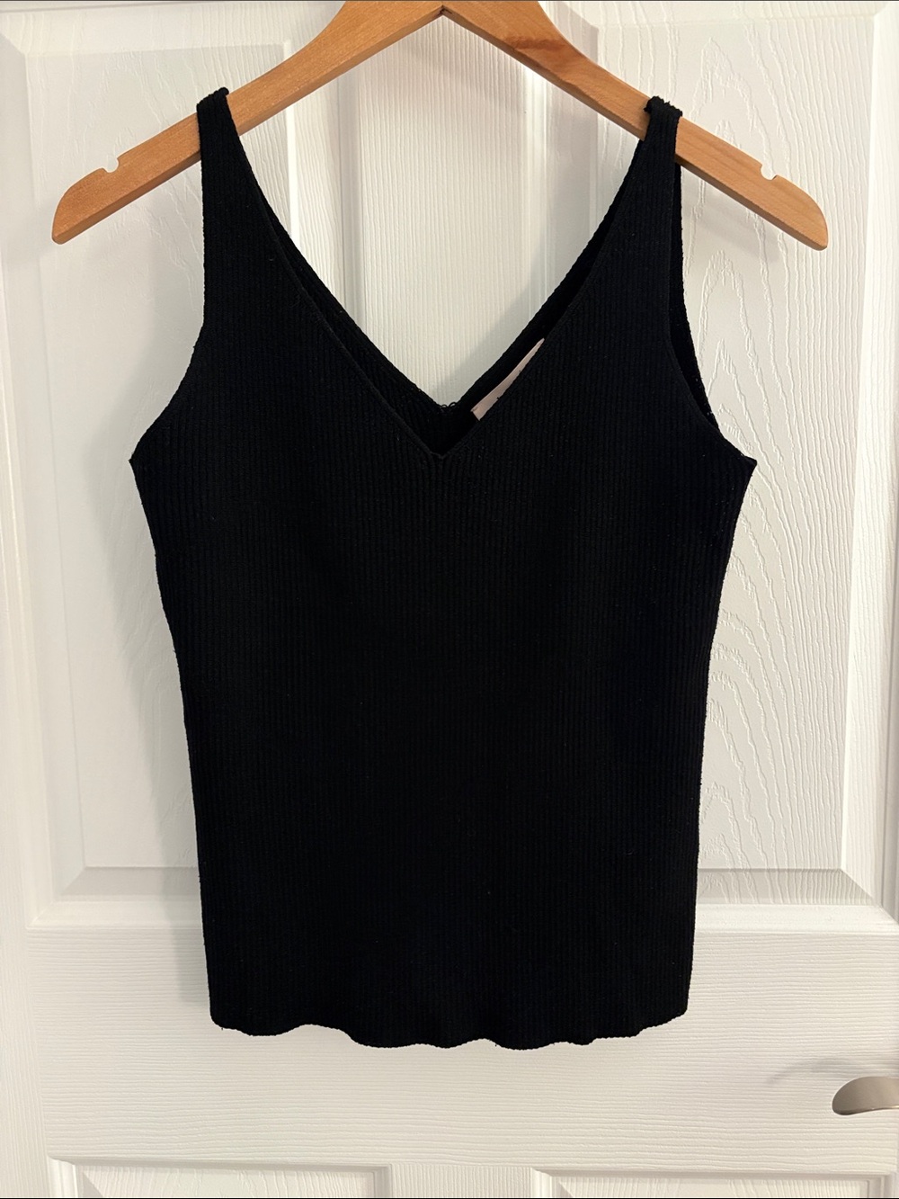 Philosophy Black Ribbed V-Neck Tank Top
